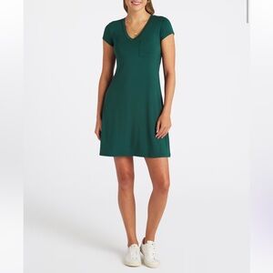 MARKET & SPRUCE Alison Knit V-Neck T-Shirt Dress, Dark Green, NWT